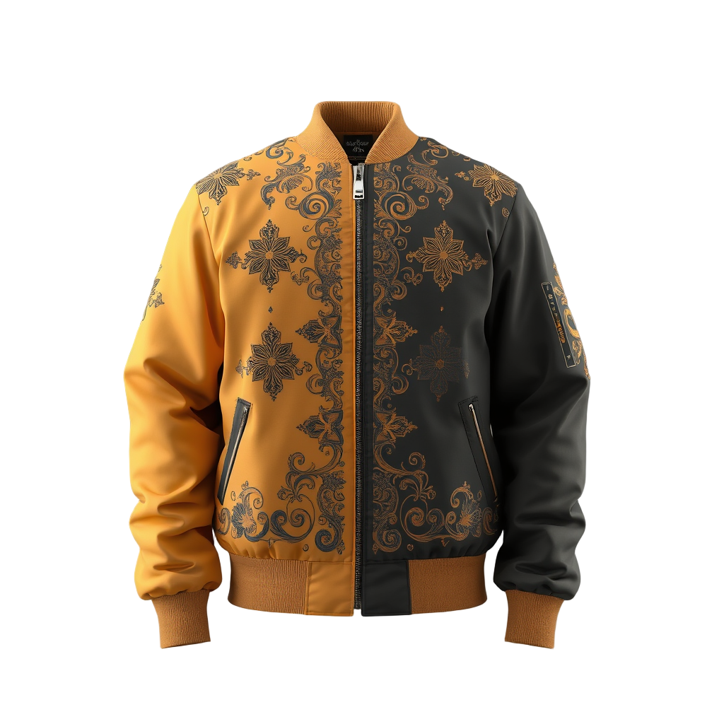 reversible bomber jacket in. Deep Saffron × Charcoal Gray