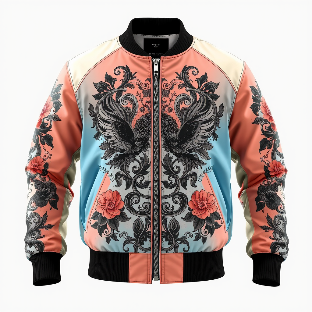 reversible bomber jacket in. Soft Apricot × Icy Blue × Neon Peach × Cream