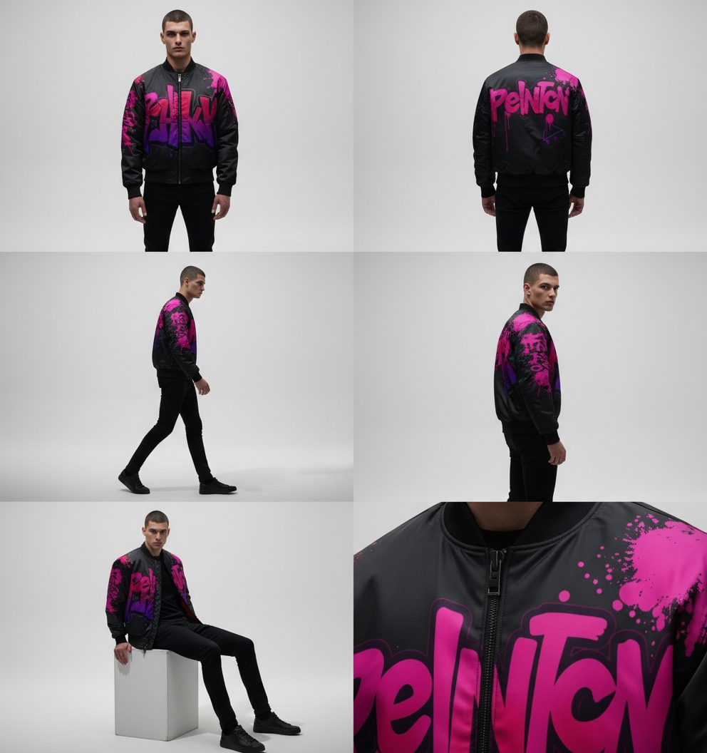 Glitch Neon Fade Bomber