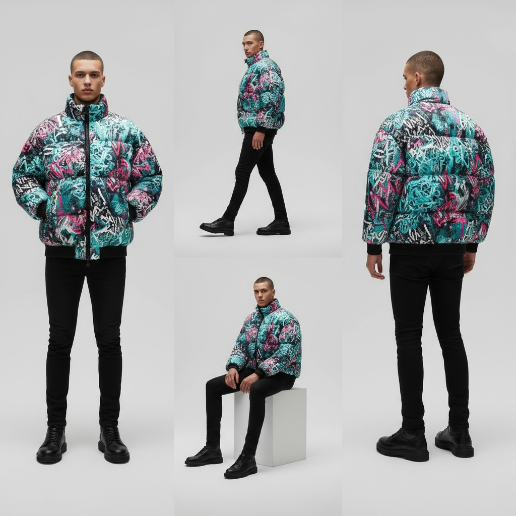 “Neon Blast Puffer” – Street Art in Full Volume