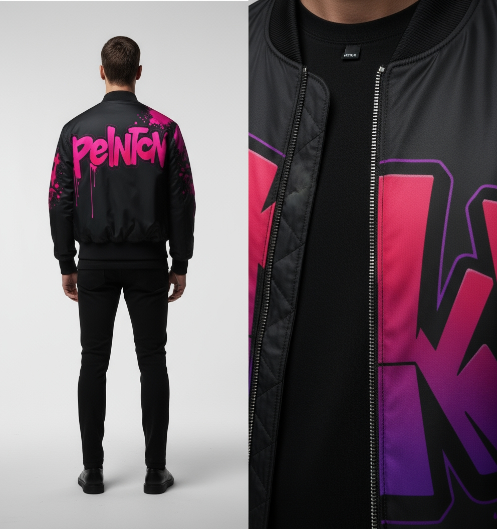 Glitch Neon Fade Bomber
