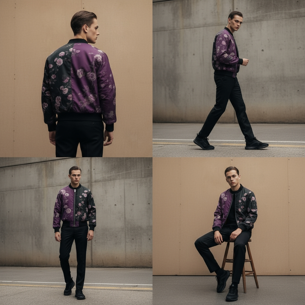 Reversible bomber jacket in Plum × Rose Gold × Faded Lavender