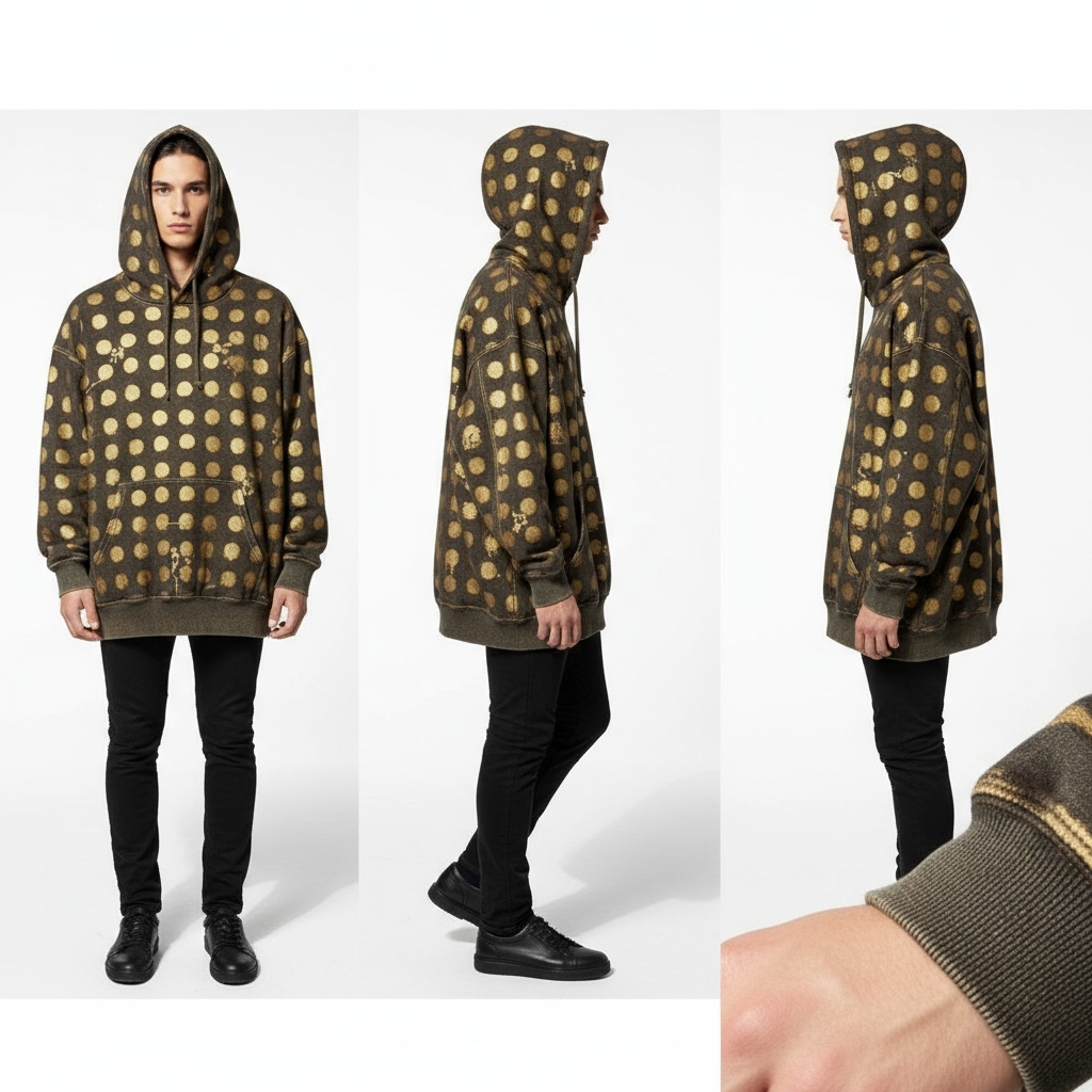 Golden Dust Polka Hoodie – Premium Art Collection
