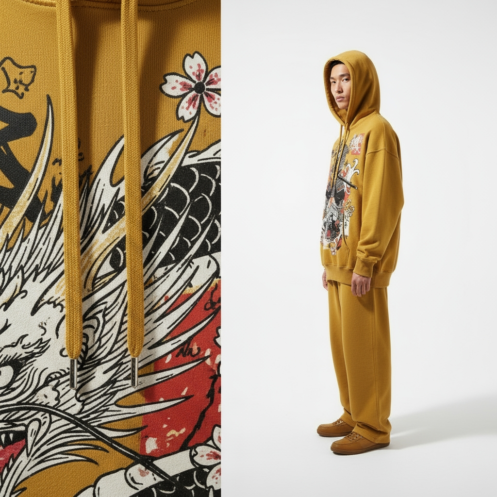 Golden Dragon & Samurai Hoodie